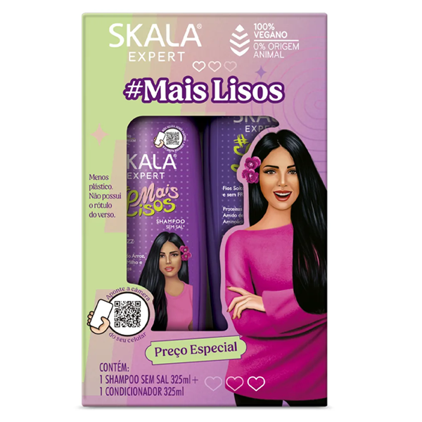 Skala Mais Lisos Smoothing Shampoo and Conditioner Set 325ml for Straight Hair