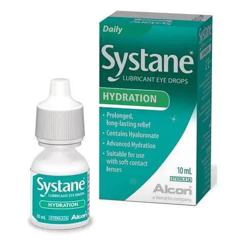 Systane Hydration eye drops 10 ml sodium hyaluronate dry eye bottle and box