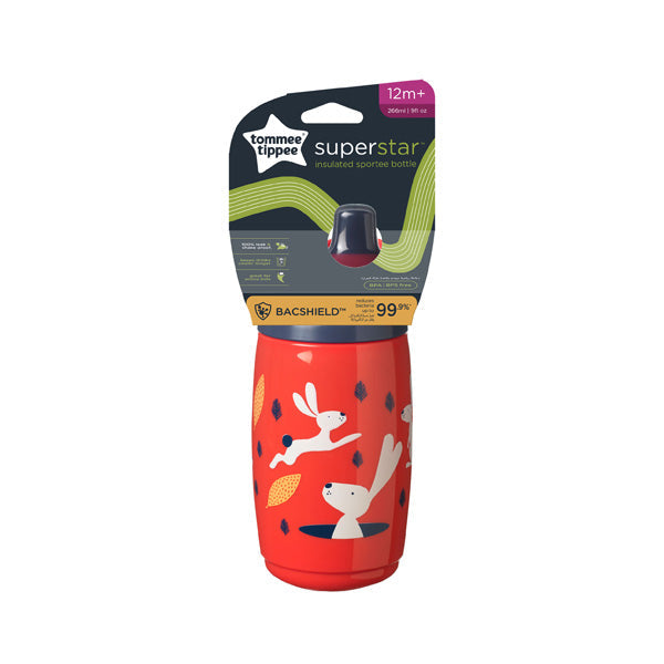 Tommee Tippee Superstar Insulated Sportee Bottle 266ml for Toddlers 12 Months Plus, Spill-Proof Design, BPA-Free, Blue/Green/Pink Options, Durable Construction, Easy-Grip Handle, Insulated Keeps Drinks Cool, Leak-Proof Valve Technology, Dishwasher Safe, BPA-Free Materials, Toddler Hydration Essential, Tommee Tippee Brand Quality, BPA-Free, Leak-Proof, Insulated, Toddler, Sportee, Bottle