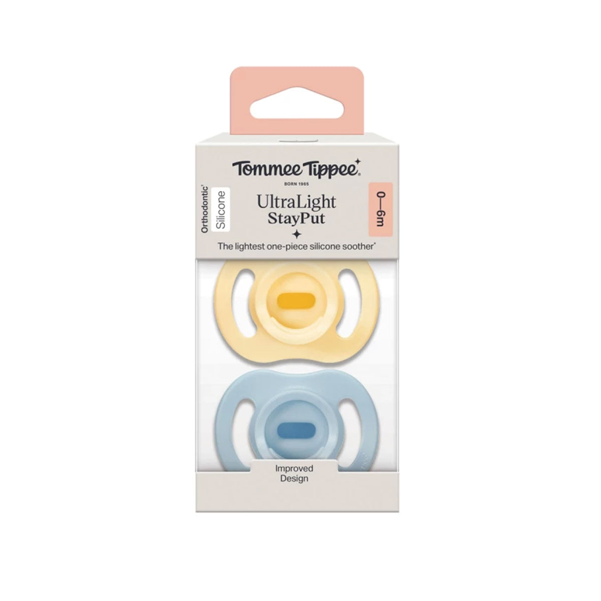 Tommee Tippee Closer To Nature Ultra Light Silicone Soother, 0-6 Months, 2-Pack, Lightweight Orthodontic Pacifier for Newborns and Infants