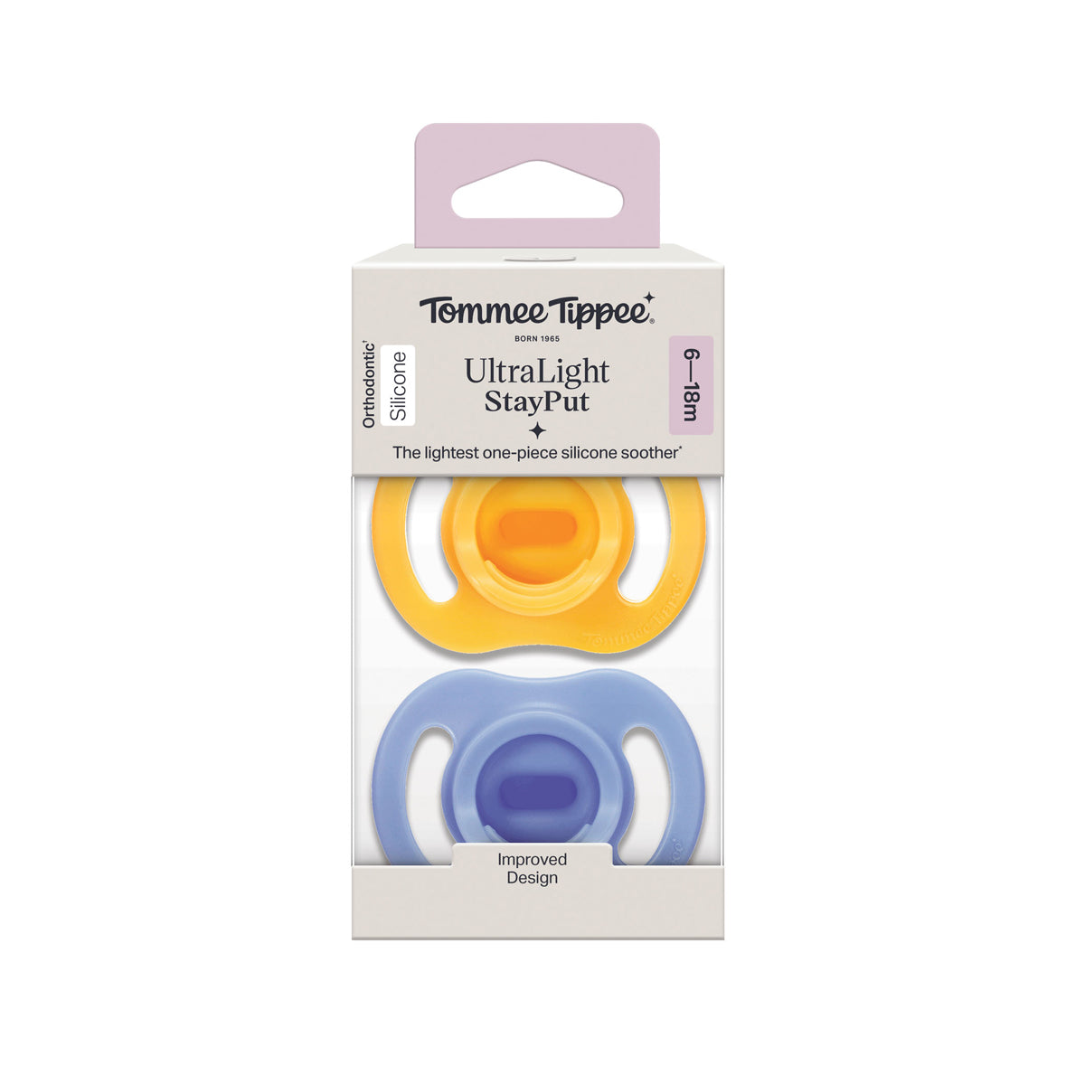 Tommee Tippee Closer To Nature Ultra Light Silicone Soother - 2 Pack (6-18 Months) - BPA Free Orthodontic Pacifier for Babies and Toddlers