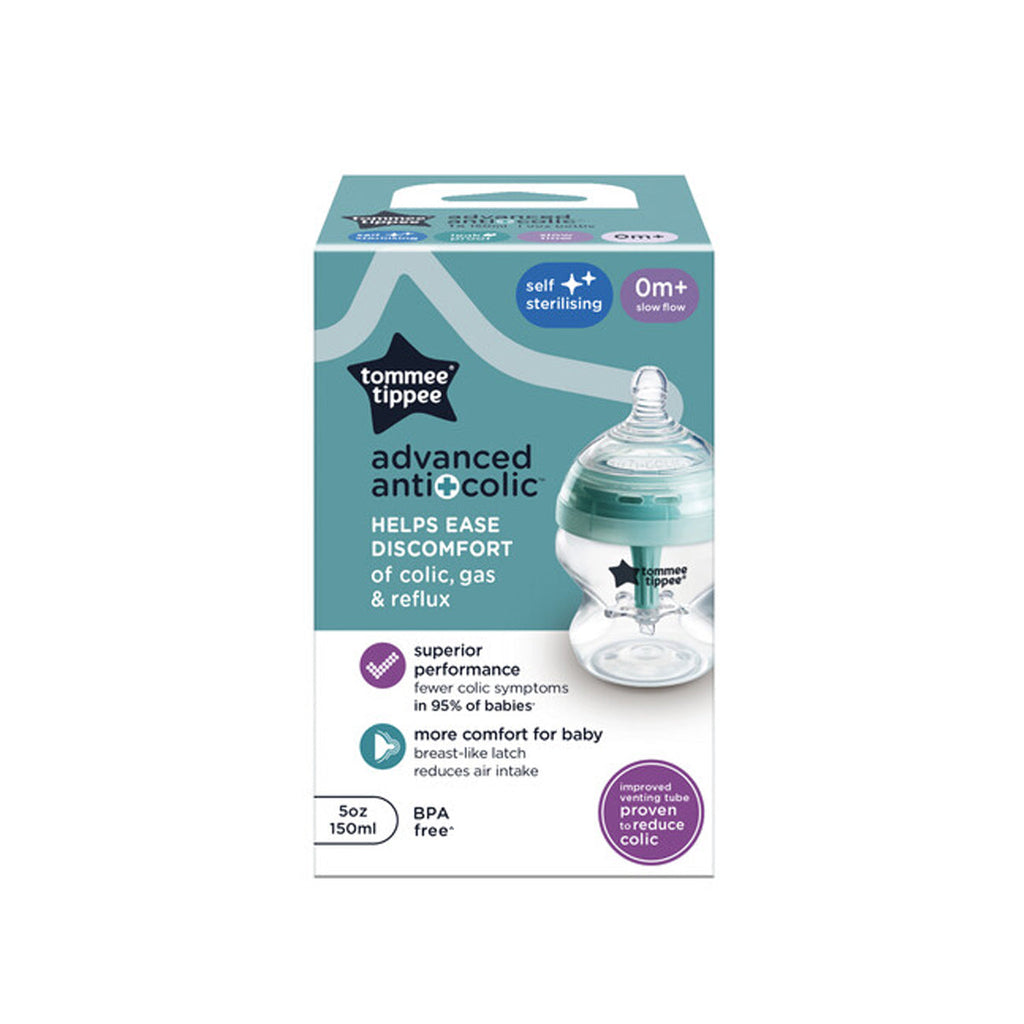 Tommee Tippee Closer To Nature Advanced Anti-Colic Baby Bottle, Slow Flow, 150ml (5oz), BPA-Free