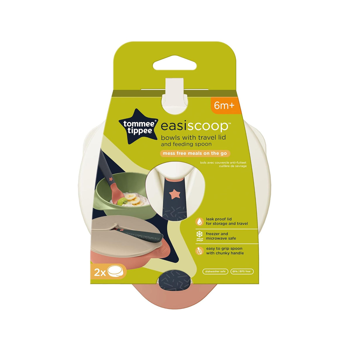 Tommee Tippee Easy Scoop Feeding Bowl with Lid and Spoon Set for Toddlers and Babies
