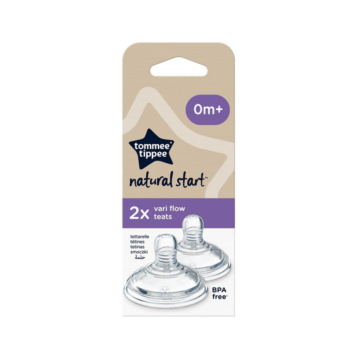 Tommee Tippee Natural Start Vari-Flow Silicone Teats - 2 Pack for Newborn Bottles