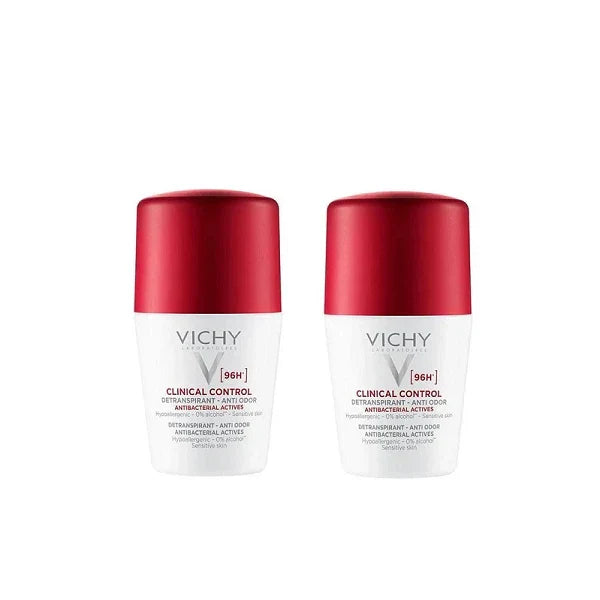 Vichy Clinical Control 96H Antibacterial Deodorant Aluminum Chlorohydrate Roll-On 50ml Twin Pack Health Boutique