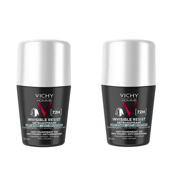 Vichy Invisible Resist 72H Anti-Stain Anti-Irritation Deodorant Roll-On 50ml Twin Pack Health Boutique