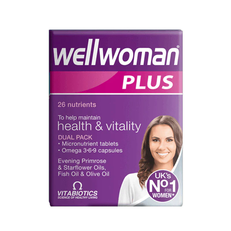 Vitabiotics Wellwoman Plus Omega 3-6-9 women multivitamin omega capsules tablets skin energy support Health Boutique