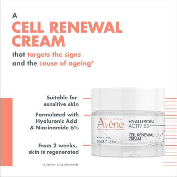 Avene Hyaluron Activ B3 Cell Renewal Cream 50ml + Free Spatula