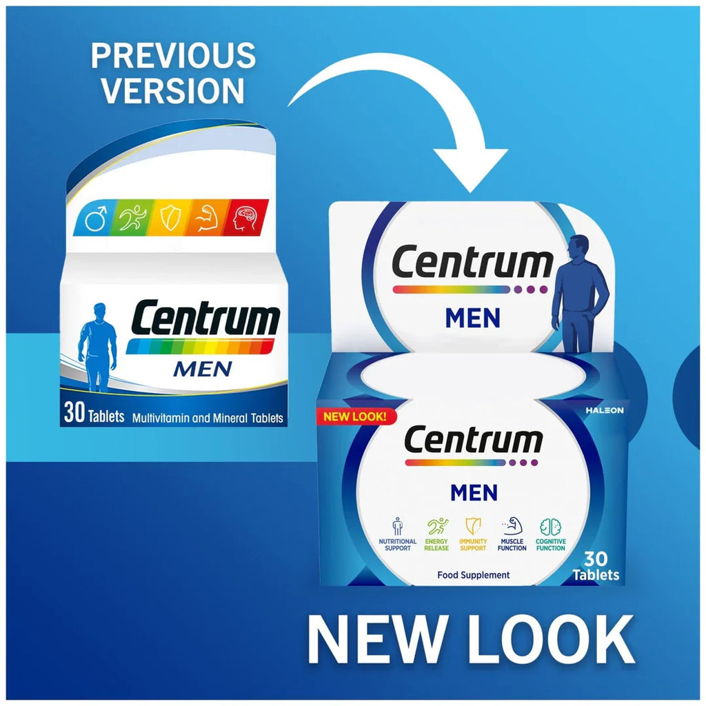 Centrum Men Multivitamin – 30 & 100 Tablets for Daily Energy & Muscle Health