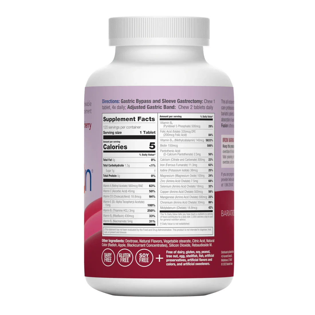 Bariatric Fusion Wild Cherry Complete Chewable Bariatric Multivitamin - the health boutique
